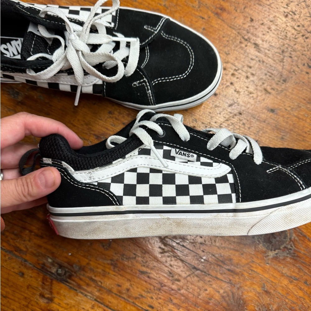 Vans Kids Black and White Checkered Sneakers